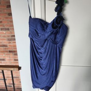 BCBG Maxazria Blue one shoulder blue dress